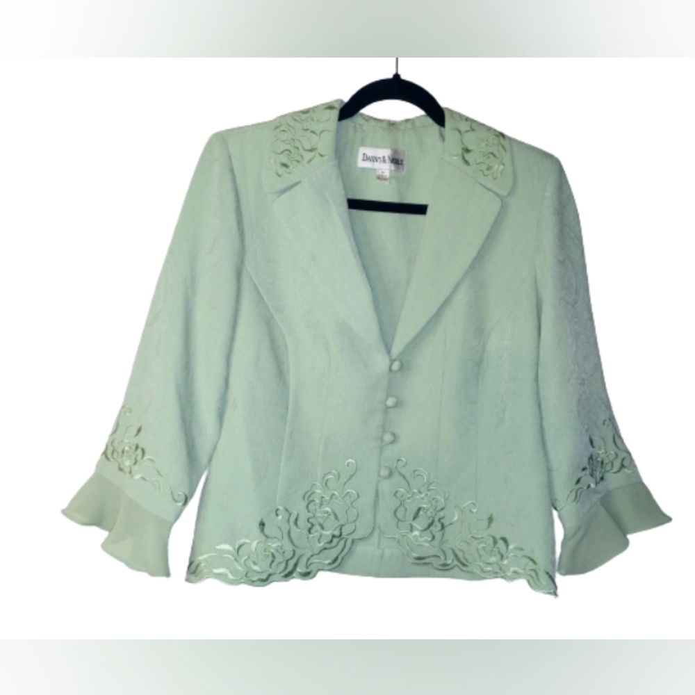 Danny and Nicole Lime Green Size 10 Two Piece Dress Suit - Picture 3 of 12
